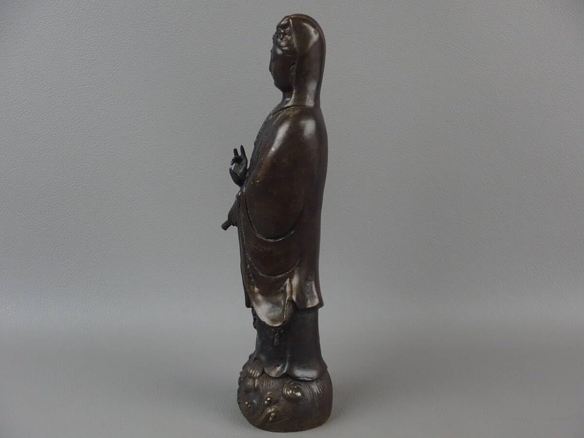 Amazon.co.jp: 【骨董彫刻】仏教美術唐金製観音菩薩立像fl071w仏像 303